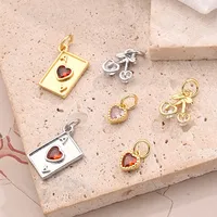 Casual Vacation Playing Cards Cherry Red Heart Copper Handmade Polishing Zircon 18K Gold Plated White Gold Plated DIY Jewelry Accessories main image 1