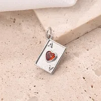 Casual Vacation Playing Cards Cherry Red Heart Copper Handmade Polishing Zircon 18K Gold Plated White Gold Plated DIY Jewelry Accessories main image 3
