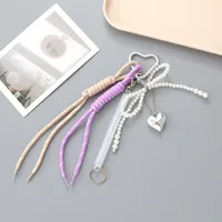 New Miu Bag Hanging Bow Love Keychain Pendant Personalized All-match Braided Rope Mobile Phone Pendant sku image 1