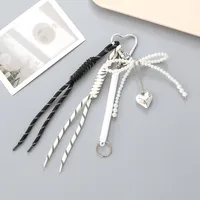 New Miu Bag Hanging Bow Love Keychain Pendant Personalized All-match Braided Rope Mobile Phone Pendant sku image 3