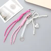 New Miu Bag Hanging Bow Love Keychain Pendant Personalized All-match Braided Rope Mobile Phone Pendant sku image 5