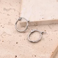 1 Pair/Package Casual Modern Style Simple Style O-Shape Handmade Polishing Plating 304 Stainless Steel 18K Gold Plated Plating Color Rose Gold Plated Earrings main image 3