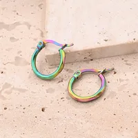 1 Pair/Package Casual Modern Style Simple Style O-Shape Handmade Polishing Plating 304 Stainless Steel 18K Gold Plated Plating Color Rose Gold Plated Earrings main image 4