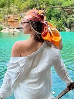Women's Casual Shiny Letter Satin Printing And Dyeing Printing Bandanas sku image 4