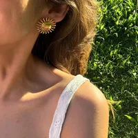 1 Pair Retro Exaggerated Simple Style Sun Plating 304 Stainless Steel 18K Gold Plated Ear Studs main image 1
