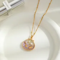 Cute Marine Style Artistic Shell 304 Stainless Steel Enamel Plating Inlay Imitation Pearl 18K Gold Plated Women's Earrings Necklace main image 3