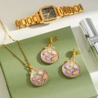 Cute Marine Style Artistic Shell 304 Stainless Steel Enamel Plating Inlay Imitation Pearl 18K Gold Plated Women's Earrings Necklace main image 1