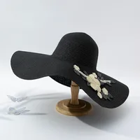 Women's Pastoral Simple Style Flower Big Eaves Sun Hat main image 1