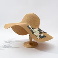 Women's Pastoral Simple Style Flower Big Eaves Sun Hat main image 2
