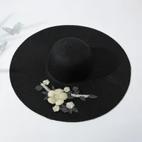 Women's Pastoral Simple Style Flower Big Eaves Sun Hat main image 3
