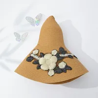 Women's Pastoral Simple Style Flower Big Eaves Sun Hat main image 4