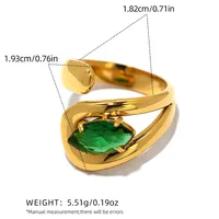 Elegant Solid Color 304 Stainless Steel 18K Gold Plated Women's Open Rings sku image 6