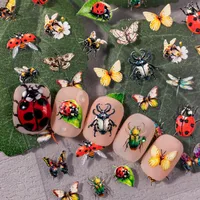 Hawaiian Tropical Pastoral Insect Dragonfly Butterfly Nail Stickers Nail Patches main image 1