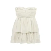 Women's Tube Top Dress Elegant Tube Top Collarless Sleeveless Solid Color Above Knee Casual Date main image 3