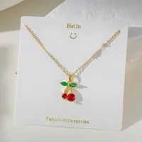 Casual Commute Cherry Strawberry 201 Stainless Steel Copper Inlay Zircon Women's Pendant Necklace main image 5