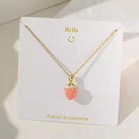 Casual Commute Cherry Strawberry 201 Stainless Steel Copper Inlay Zircon Women's Pendant Necklace main image 8