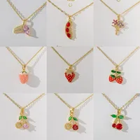 Casual Commute Cherry Strawberry 201 Stainless Steel Copper Inlay Zircon Women's Pendant Necklace main image 1