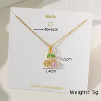 Casual Commute Cherry Strawberry 201 Stainless Steel Copper Inlay Zircon Women's Pendant Necklace sku image 1