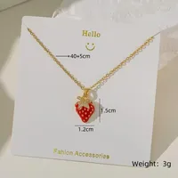 Casual Commute Cherry Strawberry 201 Stainless Steel Copper Inlay Zircon Women's Pendant Necklace sku image 6