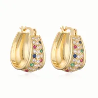 1 Pair Luxurious Simple Style Shiny U Shape Oval Plating Inlay Copper Zircon 18K Gold Plated Earrings main image 5