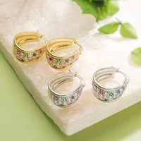 1 Pair Luxurious Simple Style Shiny U Shape Oval Plating Inlay Copper Zircon 18K Gold Plated Earrings main image 3