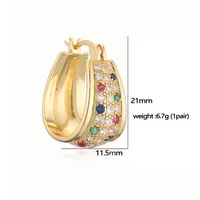 1 Pair Luxurious Simple Style Shiny U Shape Oval Plating Inlay Copper Zircon 18K Gold Plated Earrings main image 2