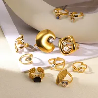 Vacation Classic Style Solid Color 304 Stainless Steel Inlay Zircon Women's Open Rings main image 5