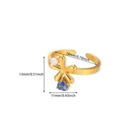 Vacation Classic Style Solid Color 304 Stainless Steel Inlay Zircon Women's Open Rings sku image 2