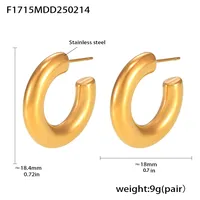 Elegant Luxurious Vacation C Shape Plating 304 Stainless Steel 18K Gold Plated Earrings sku image 3