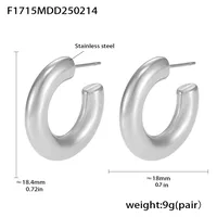 Elegant Luxurious Vacation C Shape Plating 304 Stainless Steel 18K Gold Plated Earrings sku image 1