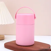 304 Stainless Steel Double Vacuum Mug Solid Color Stewing Pot Portable Large Capacity Handle Cup With Spoon sku image 1