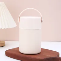 304 Stainless Steel Double Vacuum Mug Solid Color Stewing Pot Portable Large Capacity Handle Cup With Spoon sku image 3