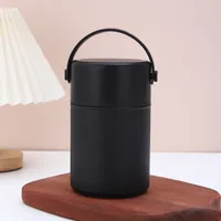 304 Stainless Steel Double Vacuum Mug Solid Color Stewing Pot Portable Large Capacity Handle Cup With Spoon sku image 6