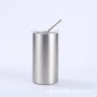 304 Stainless Steel Ice American Office Household Coffee Cup Double-Layer Vacuum Straw Straight Convenient Vacuum Cup sku image 6