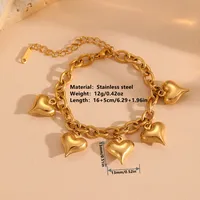Elegant Lady Streetwear Heart Shape Titanium Steel 18K Gold Plated Women's Bracelets main image 2