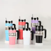 Cross-Border 20oz30oz Handle Cup Heat And Cold Insulation Large Ice Cup Straw Style Car Coffee Cup Factory Wholesale main image 1