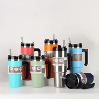 Cross-Border 20oz30oz Handle Cup Heat And Cold Insulation Large Ice Cup Straw Style Car Coffee Cup Factory Wholesale main image 2
