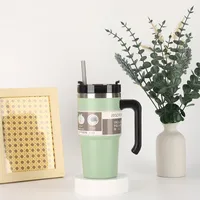 Cross-Border 20oz30oz Handle Cup Heat And Cold Insulation Large Ice Cup Straw Style Car Coffee Cup Factory Wholesale sku image 12