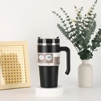Cross-Border 20oz30oz Handle Cup Heat And Cold Insulation Large Ice Cup Straw Style Car Coffee Cup Factory Wholesale sku image 13