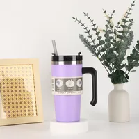 Cross-Border 20oz30oz Handle Cup Heat And Cold Insulation Large Ice Cup Straw Style Car Coffee Cup Factory Wholesale sku image 3