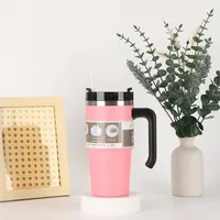 Cross-Border 20oz30oz Handle Cup Heat And Cold Insulation Large Ice Cup Straw Style Car Coffee Cup Factory Wholesale sku image 4