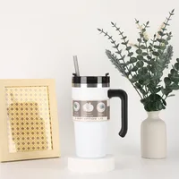 Cross-Border 20oz30oz Handle Cup Heat And Cold Insulation Large Ice Cup Straw Style Car Coffee Cup Factory Wholesale sku image 16