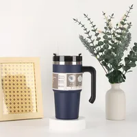 Cross-Border 20oz30oz Handle Cup Heat And Cold Insulation Large Ice Cup Straw Style Car Coffee Cup Factory Wholesale sku image 6