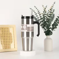 Cross-Border 20oz30oz Handle Cup Heat And Cold Insulation Large Ice Cup Straw Style Car Coffee Cup Factory Wholesale sku image 18