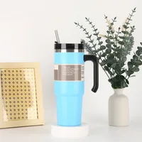 Cross-Border 20oz30oz Handle Cup Heat And Cold Insulation Large Ice Cup Straw Style Car Coffee Cup Factory Wholesale sku image 19