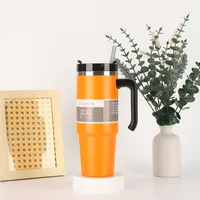 Cross-Border 20oz30oz Handle Cup Heat And Cold Insulation Large Ice Cup Straw Style Car Coffee Cup Factory Wholesale sku image 9