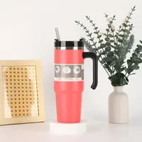 Cross-Border 20oz30oz Handle Cup Heat And Cold Insulation Large Ice Cup Straw Style Car Coffee Cup Factory Wholesale sku image 21
