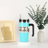 Cross-Border 20oz30oz Handle Cup Heat And Cold Insulation Large Ice Cup Straw Style Car Coffee Cup Factory Wholesale sku image 22