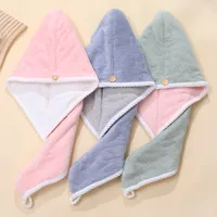 Double Coral Fleece Shower Cap Hair Dryer Cap Women's Thick Strong Absorbent Quick-Drying Hair Wrap Hair Towel Hair Cap Wholesale main image 4
