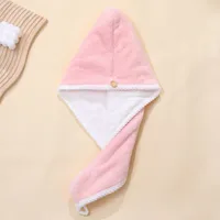 Double Coral Fleece Shower Cap Hair Dryer Cap Women's Thick Strong Absorbent Quick-Drying Hair Wrap Hair Towel Hair Cap Wholesale sku image 1